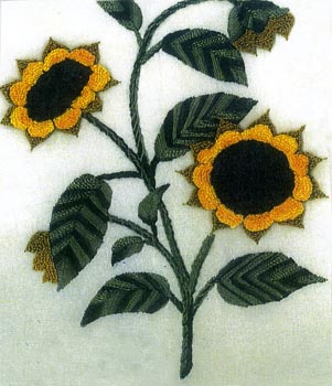 Sunflowers Brazilian Embroidery Pattern by Anna Grist  found at jdr-be.com
