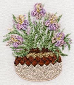 Irises In Pottery- Brazilian Embroidery pattern 