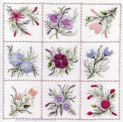 Brazilian Embroidery Design Nine Flower Sampler #2