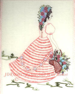Brazilian Embroidery Design JDR 6005 Lily Sue/Girl with Basket