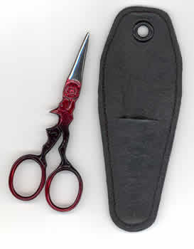 Rabbit Scissors - red & black with leather sheath